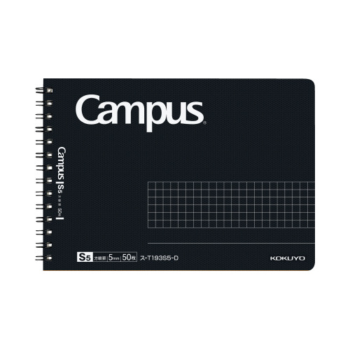 キャンパスツインリング方眼５０枚ハーフ　黒