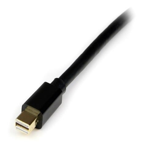Mini　DisplayPort変換ケーブル　4K　4m　オス/オス　ブラック　1本 黒いケーブルが横たわり、コネクタ部分が両端に見える状態