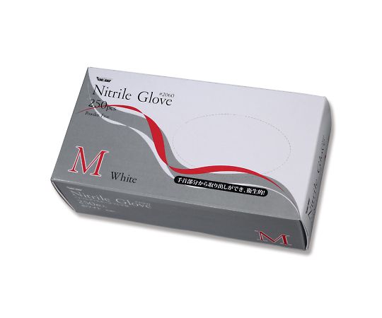 ニトリル　使い切り手袋　粉無　ホワイト　M　250枚画像