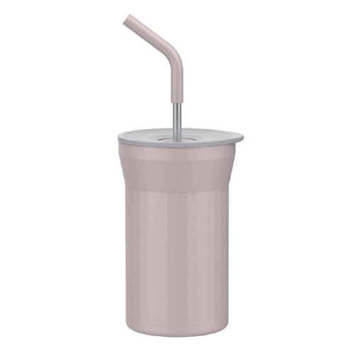 タンブラー ストロー付き 450ml ステンレス ピンク画像