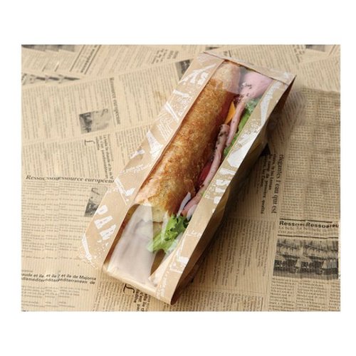 サンドウィッチ袋 No.62-3カスクートフィッセル(パリス柄)茶 大阪ポリエチレン販売 [バラ販売]画像