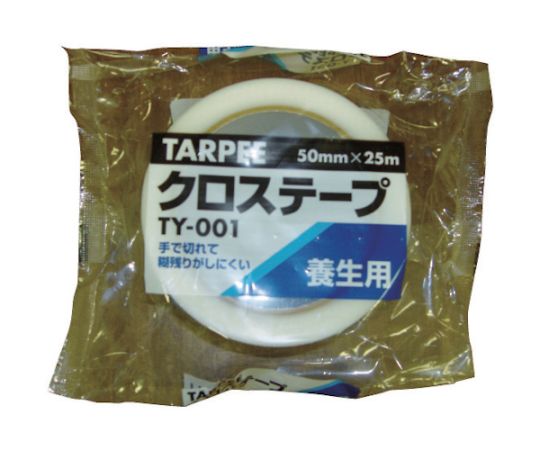 ターピー クロステープ（養生用） クリア 100mm×25m クリアなテープがカットされ、巻かれた状態が見える。