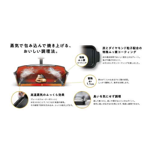 グリルパン　スチームクッカー&コルクミトン　leye　レイエ 丸い形状の鍋とミトンが並べられた様子