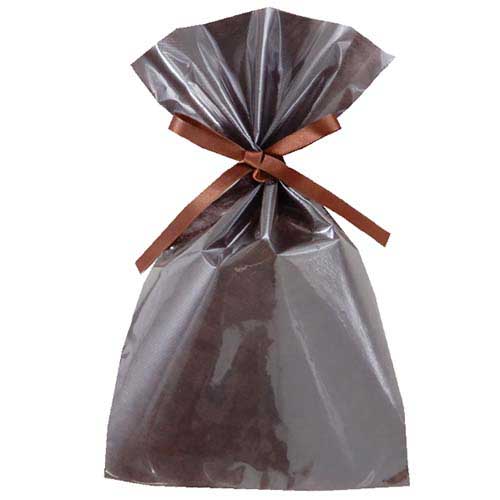 ソフトバッグクリア 2穴リボン巾着 S4 ダークブラウン画像