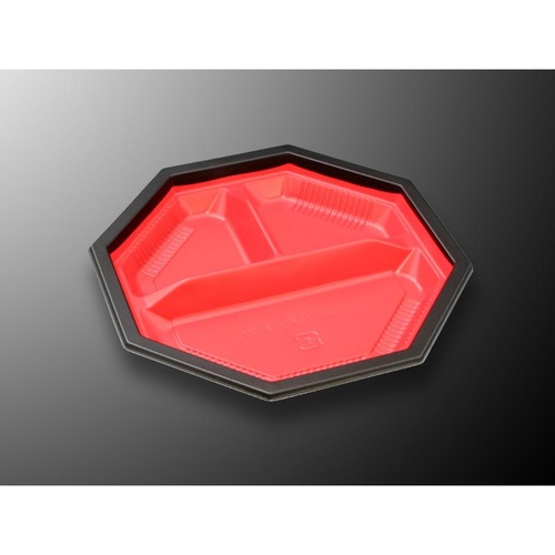 中央化学 弁当容器 CT WF-八角 21A-27赤黒BK 本体L画像