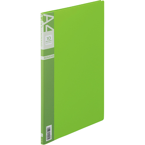ｸﾘｱｰﾌﾞｯｸ MINANO(ﾐﾅﾉ) A4ﾀﾃ 10ﾎﾟｹｯﾄ 背幅8mm ｸﾞﾘｰﾝ 1冊画像