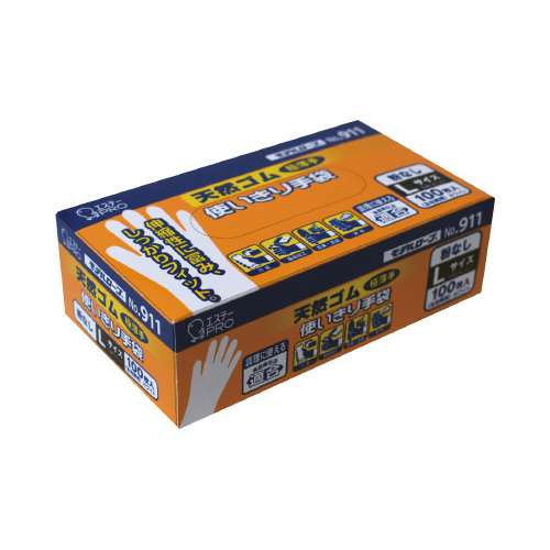 ＮＯ．９１１天然ゴム使い切り手袋　Ｌ　×１２箱画像