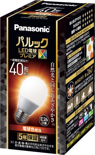 ＬＥＤ電球　Ｅ２６　全方向　４０Ｗ　電球色　３個画像