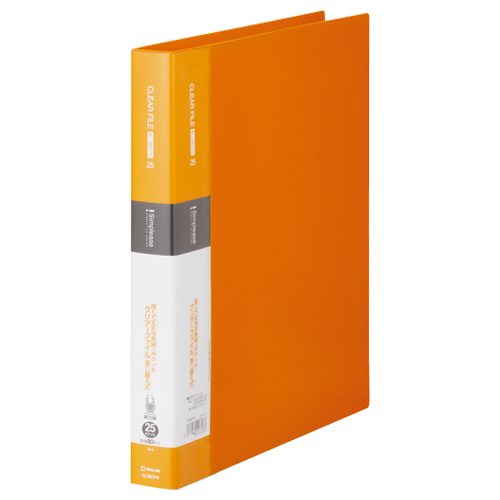 ｼﾝﾌﾟﾘｰｽﾞｸﾘｱｰﾌｧｲﾙ差し替え式A4ﾀﾃ30穴25ﾎﾟｹｯﾄ付属背幅36mmｵﾚﾝｼﾞ1ｾｯﾄ(10冊)画像