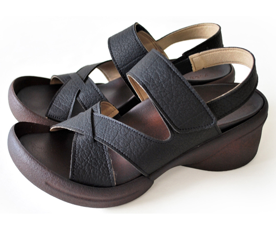 リゲッタ クロスベルトウェッジサンダル ブラック S（22.0～22.5）画像