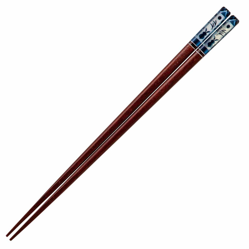 箸 23.5cm アクリア 名月うさぎ 木製 天然木 漆 青画像