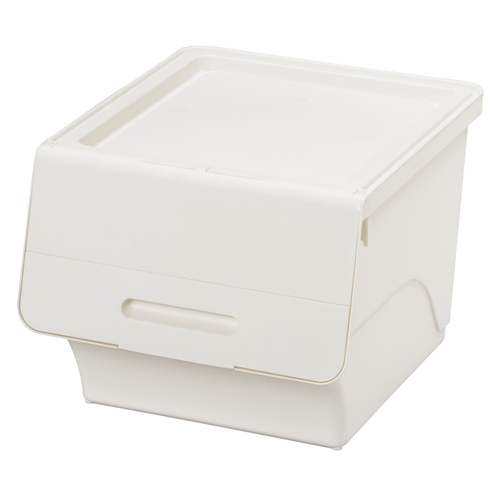 収納ボックス 前開き フロック30 深型 幅39×奥行46×高さ31cm 4段階ストッパー ホワイト画像