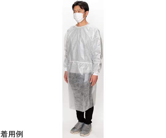 アイソレーションガウン（PE防水-リブ袖）個包装 白 AAMIレベル3基準品 100枚入り画像