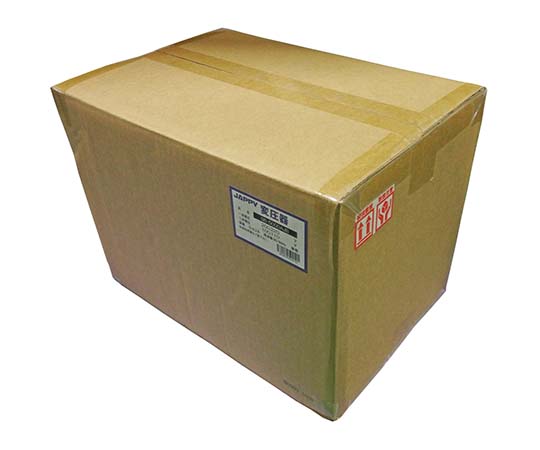 単相高圧トランス 単巻 5KVA ケース入 ダンボールケースに収められたトランスの正面と側面が見える状態