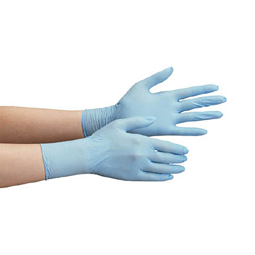 ﾆﾄﾘﾙ使い捨て手袋 極薄 粉なし 青 L 1箱(100枚)画像