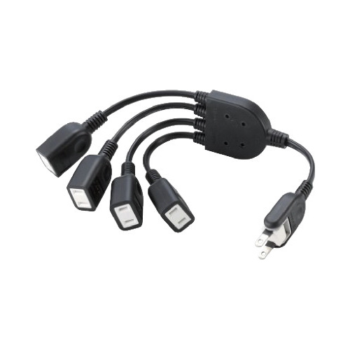 ＡＣアダプタを４個繋げるケーブル　０．２ｍブラック画像