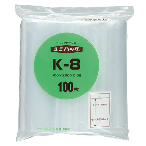 ﾕﾆﾊﾟｯｸ ﾁｬｯｸ付 ﾎﾟﾘｴﾁﾚﾝ ﾖｺ280×ﾀﾃ400×厚み0.08mm 1ﾊﾟｯｸ(100枚)画像