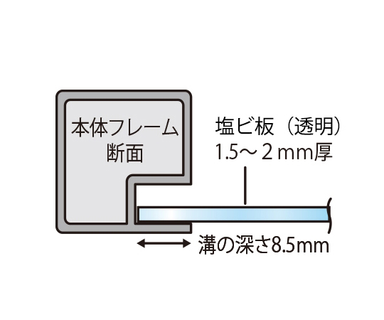トールパーテーション　1800×600mm　トライアングル　（塩ビ仕様） 立てかけられたトライアングル形状のパーテーションが、塩ビ素材の質感を際立たせている様子。