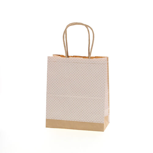 手提げ紙袋（ピンドット　白・丸紐・幅210×マチ120×高さ250mm）画像