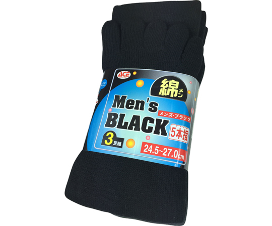 ブラック　五本指ソックス　3足組画像