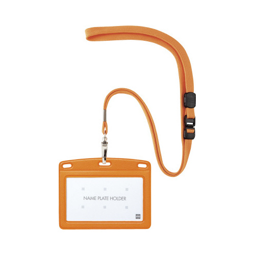吊り下げ名札　レザー調　ヨコ名刺　橙画像