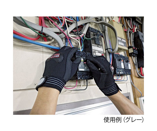 合成皮革手袋　PUライナーアルファ　グレイ　L 手袋が折りたたまれた状態で置かれ、整然としたグレイの色合いが際立っている。