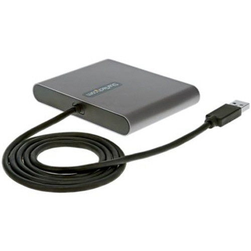 USB　3.0接続クアッドHDMIディスプレイ変換アダプタ　1個 平置きされたアダプタの全体像、接続ポートが見える状態