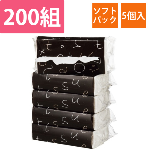 ソフトパックティッシュ　Graffiti　Line　200組/個　1パック(5個)画像