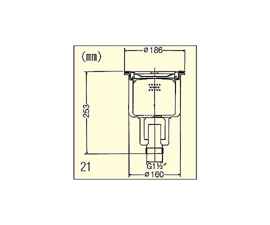 G 1/2" 防臭排水トラップ 上部からの視点で取り付け部分が見える状態