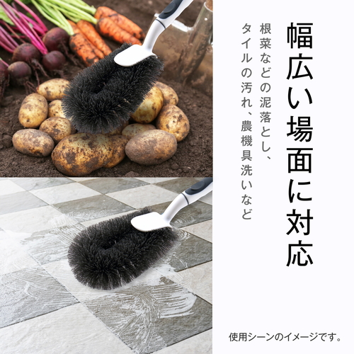 ハンドル付きたわし　ハンドル付き　たわし　小　ふつう 柄の部分が見やすい角度で並べられたたわし
