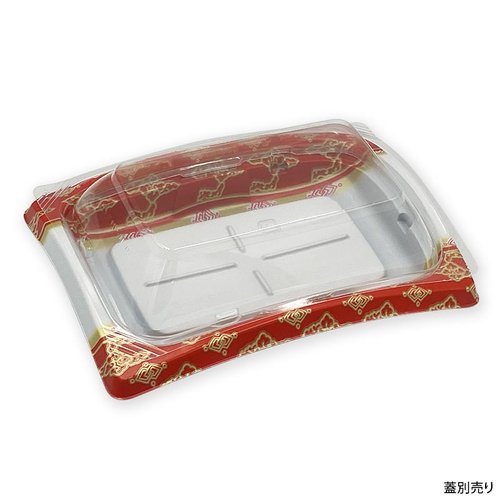 軽食容器 バイオデリカ リッジ15-11B 竜泉赤 リスパック 洗練されたデザインの赤い容器が無造作に重ねられた様子