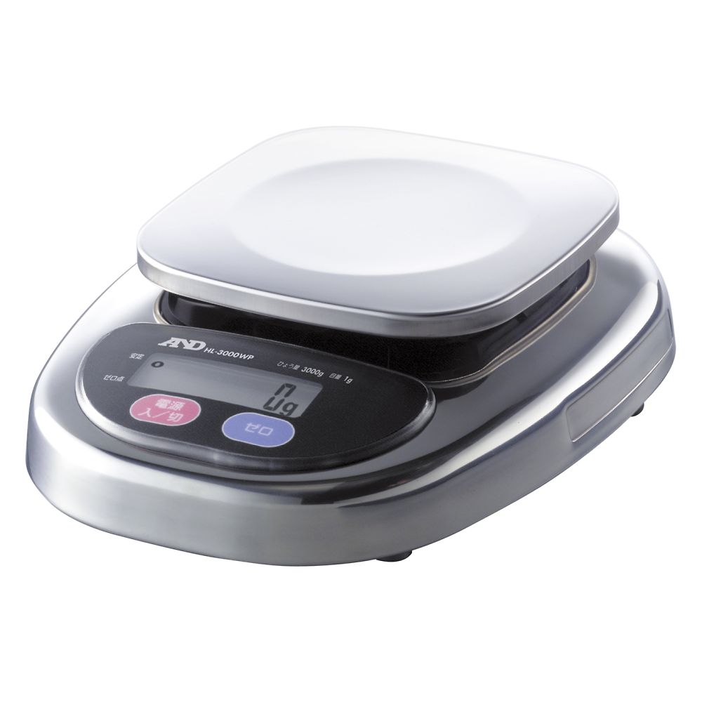 防塵・防水コンパクトスケール HL-WPシリーズ  ひょう量:3000g 最小表示:1g  一般校正付画像