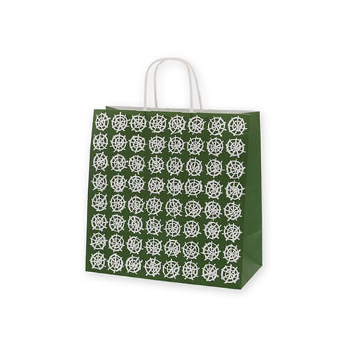 手提げ紙袋（和風 緑・丸紐・幅300×マチ150×高さ300mm）画像