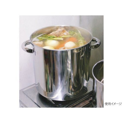 AG18-8 目盛付寸胴鍋 22cm(手付) 赤川器物製作所 ステンレス製の鍋の側面に目盛が刻まれ、持ち手がついている。