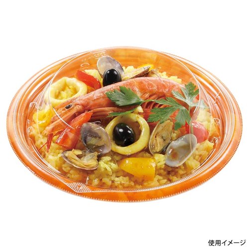 惣菜容器 MFPグラブ丸20 本体 カフェOR エフピコ 透明な蓋を持つ丸い容器が並べられた状態