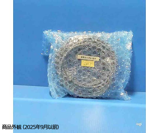 酸素モニタ(OXYMAN） センサー用延長ケーブル 10m 長さが示された黒い延長ケーブルが整然と巻かれている様子