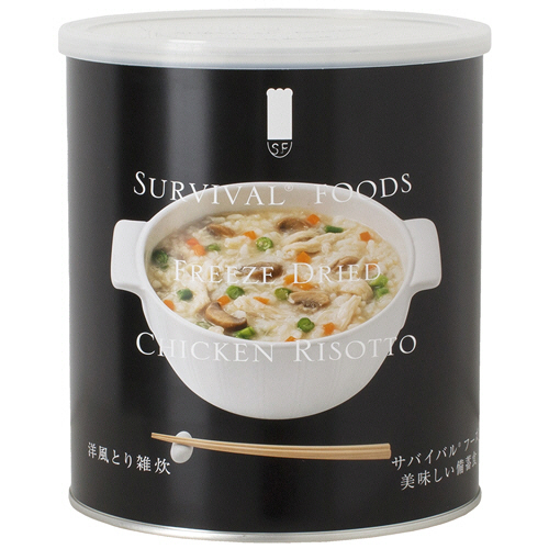 ｻﾊﾞｲﾊﾞﾙﾌｰｽﾞ 小缶(2号缶)洋風とり雑炊(約2.5食相当) 25年保存 1ｾｯﾄ(6缶)画像