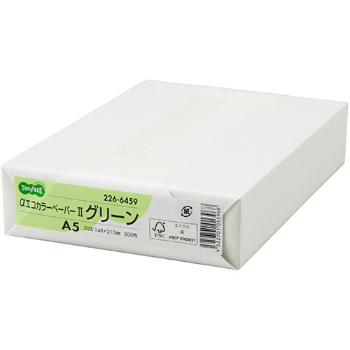 αｴｺｶﾗｰﾍﾟｰﾊﾟｰII A5 ｸﾞﾘｰﾝ 1冊(500枚)