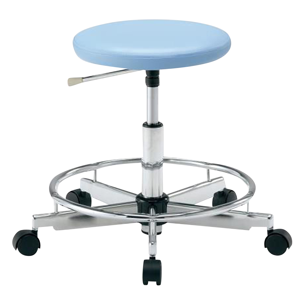 クリーンカラフルラウンドチェア（クラス100対応）　足掛リング有り　ブルー