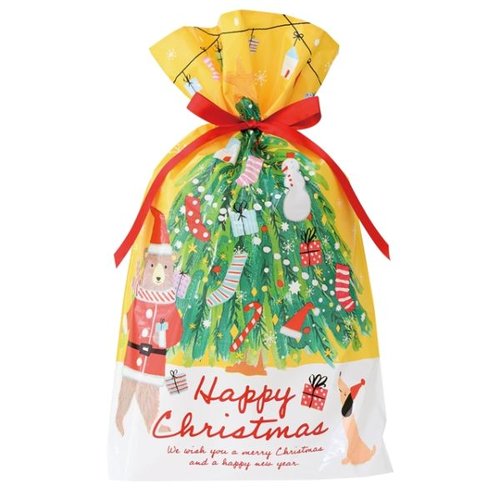 袋 クリスマスベアラーリボン付PEギフトバッグ-M(20枚) ヘッズ画像