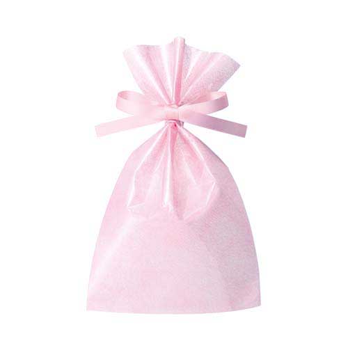 ソフトバッグクリア 2穴リボン巾着 S2 ライトピンク画像