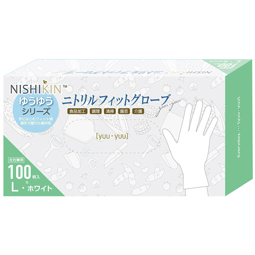 ゆうゆうｸﾞﾛｰﾌﾞ ﾆﾄﾘﾙﾌｨｯﾄｸﾞﾛｰﾌﾞ ﾊﾟｳﾀﾞｰﾌﾘｰ ﾎﾜｲﾄ L 1箱(100枚)画像