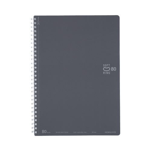 ソフトリングノートドット入罫線Ｂ５ダークグレーｘ５画像