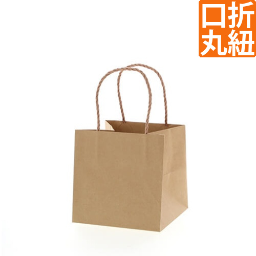 手提げ紙袋（茶・口折丸紐・幅180×マチ180×高さ180mm）画像