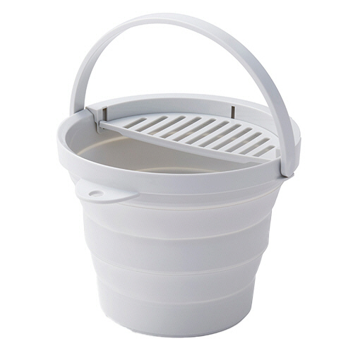 おりたためる ﾊﾞｹﾂ ちょい置きﾄﾚｰ付 8L ｸﾞﾚｰ 1個画像