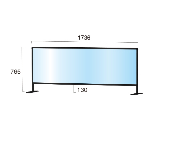 ブラックパーテーションスタンド　600×1700mm　（塩ビ仕様） 前面がシンプルな黒いパーテーションスタンドが一本立っている様子。