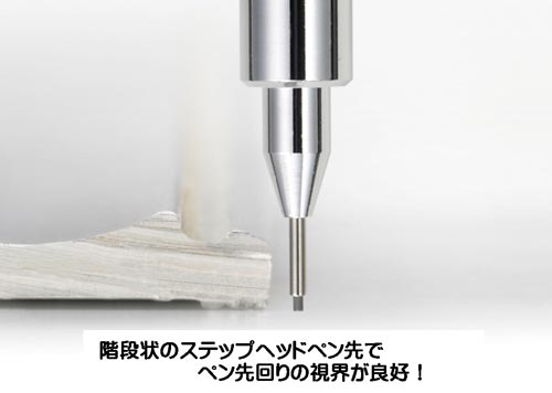 シャープペングラフ1000CS　0.5　10セット 並べられたカラフルなペンがパッケージに収められている様子