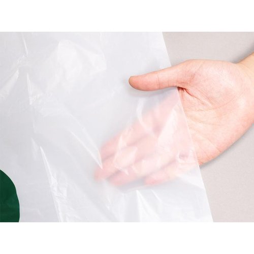 HDゴミ袋 nocoo(ノクー) 容量表記入り 白半透明ごみ収集袋 20L 10枚 0.018mm 日本サニパック 透明感のある白半透明の袋がパッケージに収められ、横から撮影された状態
