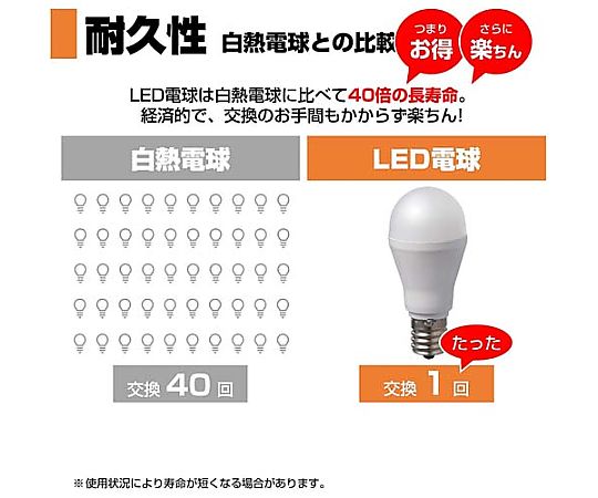 AC100V/ 60W/E17/電球/LED(電球色) 透明なケースの中に収められた電球、下部に白いソケットが見える状態