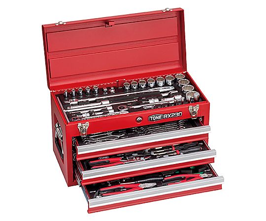 [86個組] 工具セット 工具が整然と並んだ状態で、色とりどりのハンドルが目を引く様子